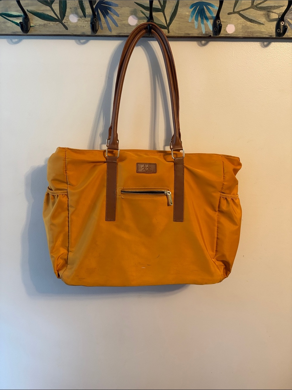 Teacher Tote—Mustard Tote Bag with Brown Handles